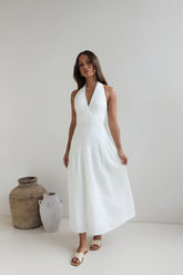 Angelic Song Halter Maxi Dress White