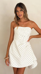 Hanae Mini Dress - White/Black Polka