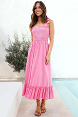 Ruffled Smocked Ruffle Hem Sleeveless Dress