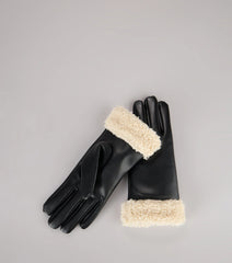 Style Forecast Sherpa Trim Faux Leather Gloves