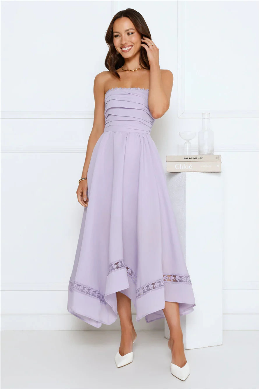 Visit The Moon Strapless Midi Dress Lilac