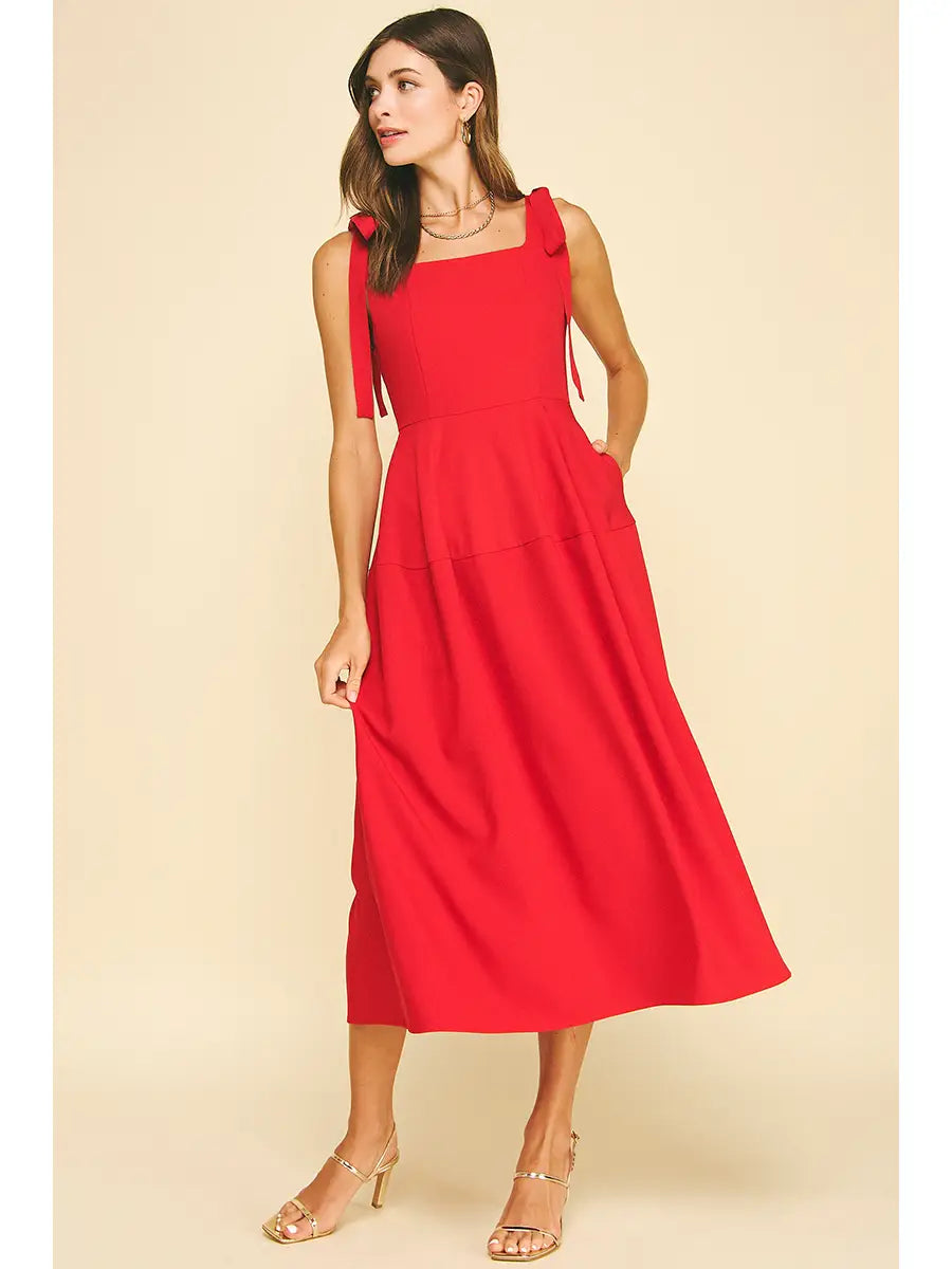 Ribbon Detail Red Dress
