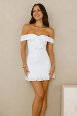 Tides Of Love Off Shoulder Mini Dress White